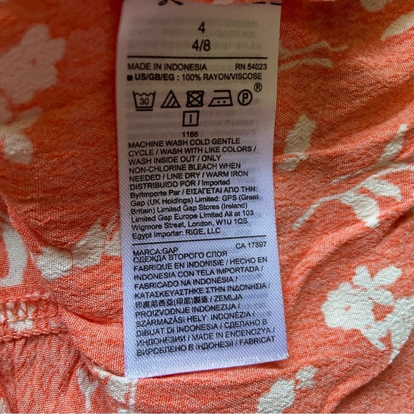 Gap Orange White Floral  Wrap Ruffle Skirt Size 4 - Picture 4 of 8